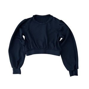 Londre Bodywear Cropped Puff Sleeve Sweatshirt Black XS